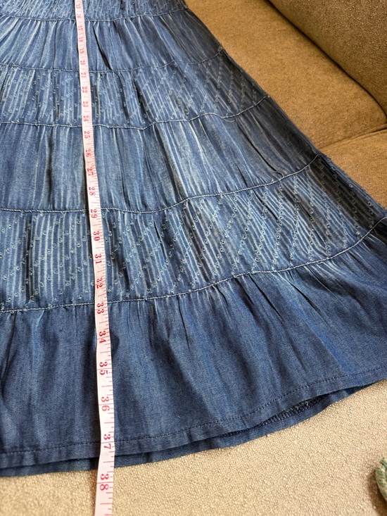 Angie NWT Strapless Denim Maxi Dress Skirt Convertible Smocked Boho Y2K Size S - Picture 7 of 7